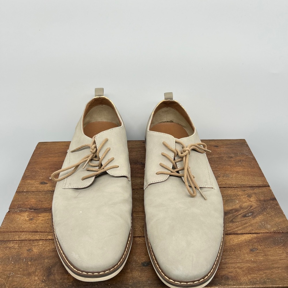 Goodfellow & Co Mens Derby Dress Shoes Light Gray‎ Lace Up Size 12
